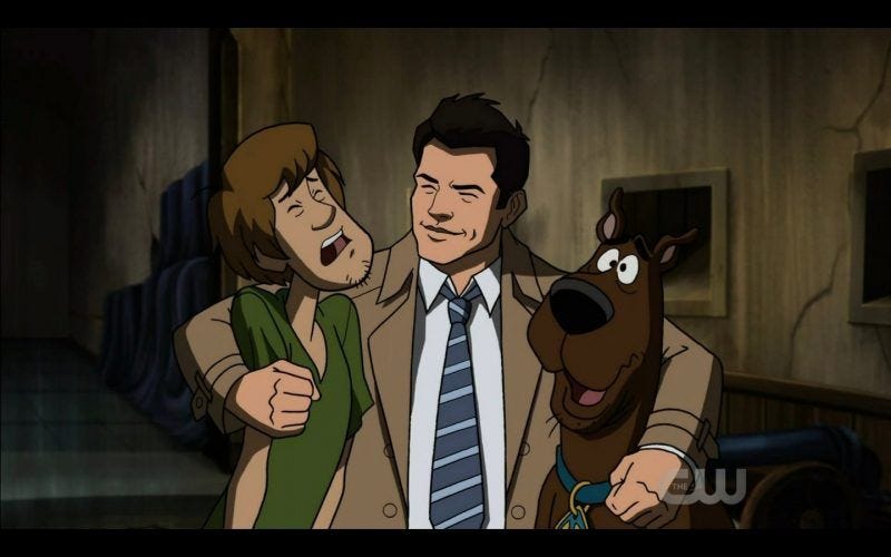 castiel hugging shaggy scooby doo