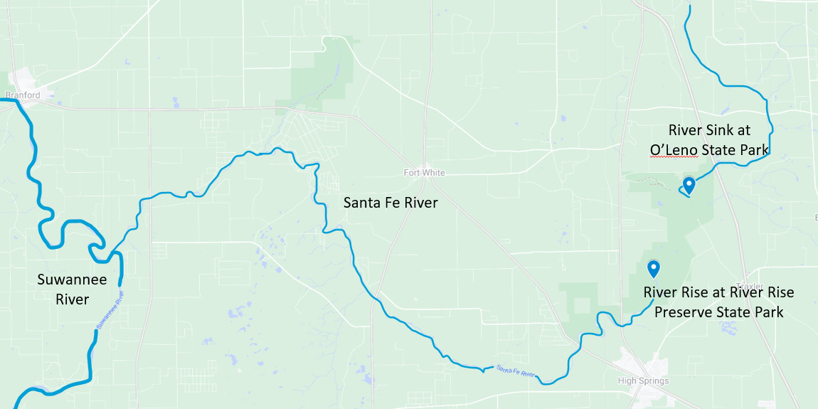 Map of Santa Fe River in Florida