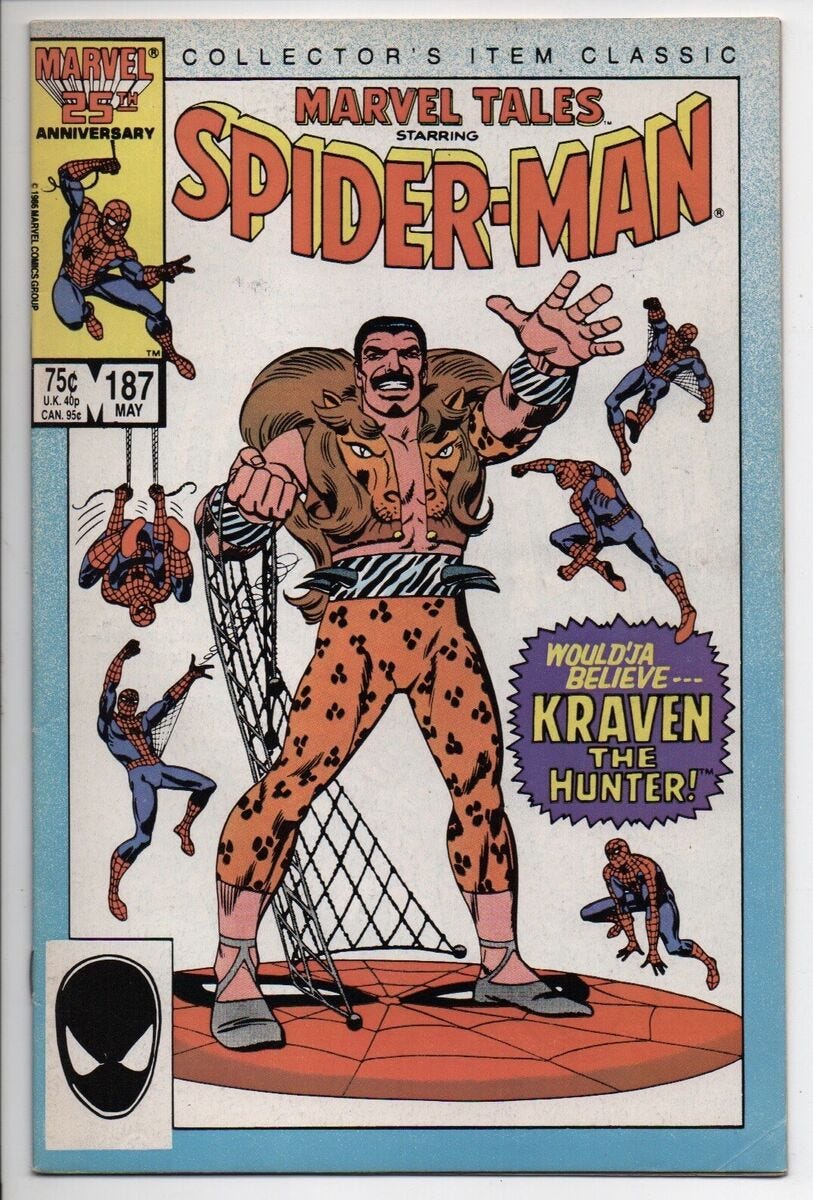 Marvel Tales Starring Spider-Man 187 Collector Comic Book 1986 Kraven The  Hunter