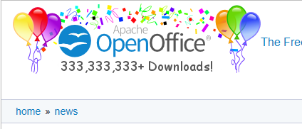 banner celebrating 333million downloads of Open Office