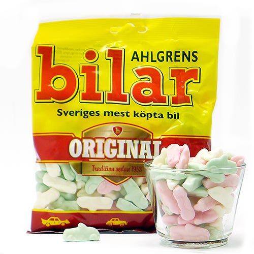 Stycksaker bilar - Käramell - bonbons et douceurs scandinaves