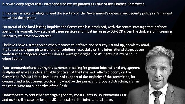 Tobias Ellwood QUITS as Defence Committee chair after revolt by MPs who  branded him a 'f***ing idiot' over 'Taliban propaganda' video | Daily Mail  Online
