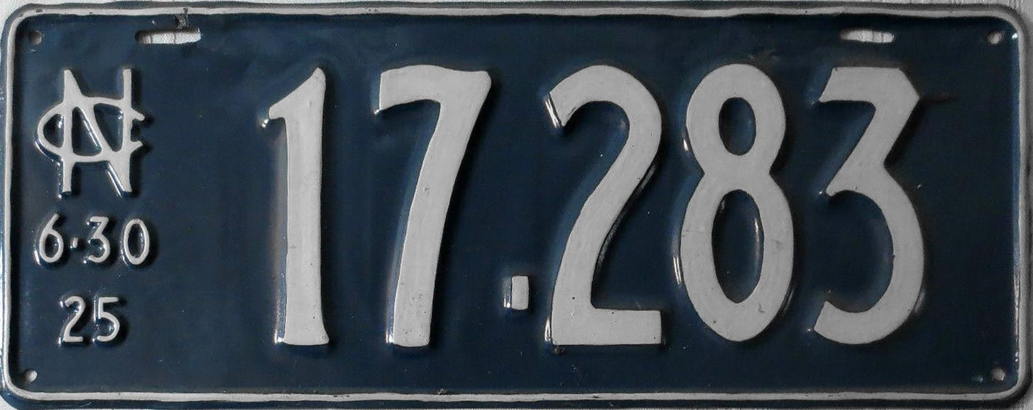 1925 license plate
