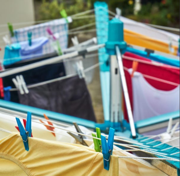 laundry hanging on a clothesline