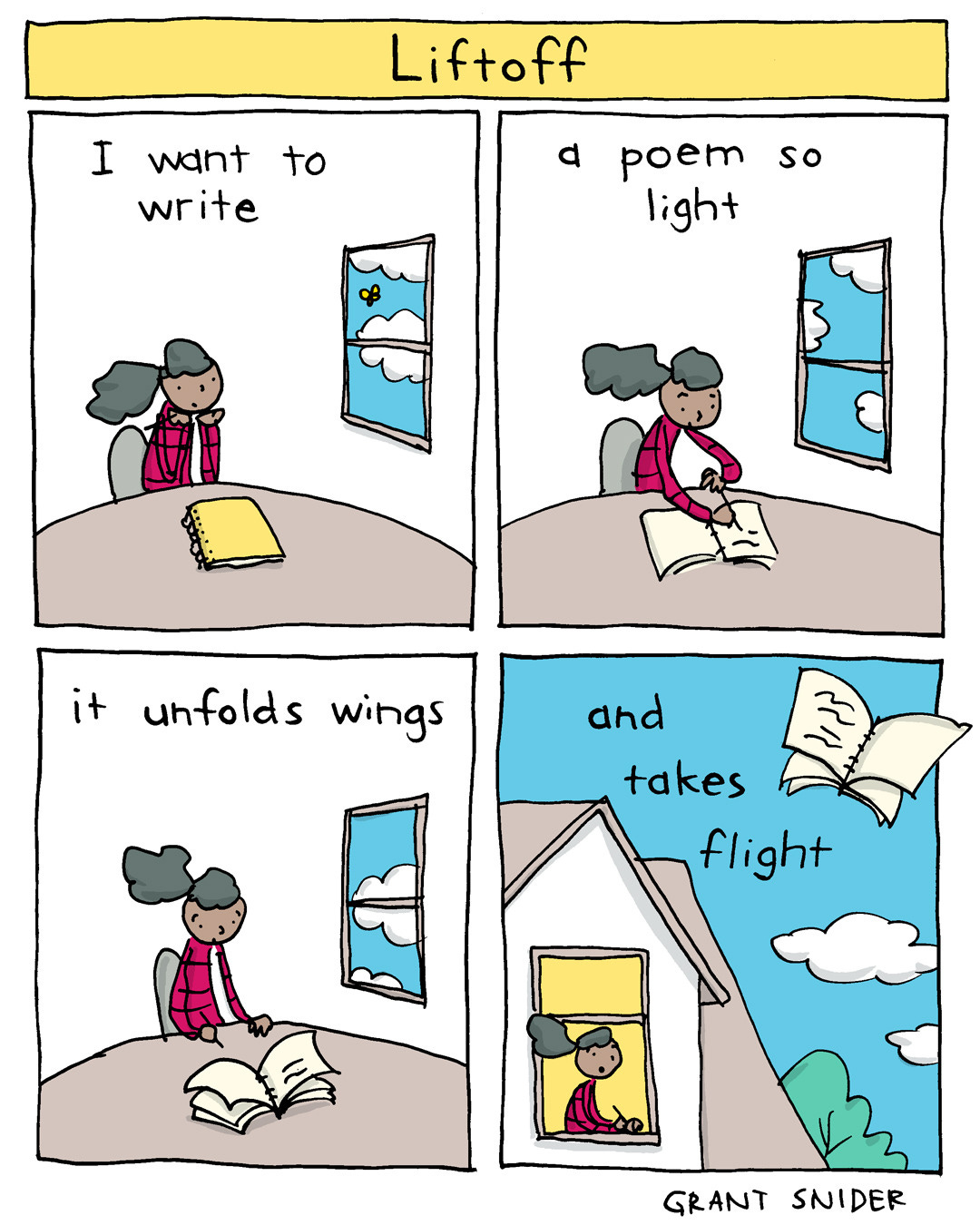 Liftoff
For more thoughts on simplicity and lightness in poetry comics, check out my latest substack post:
https://incidentalcomics.substack.com/p/simplicity-lightness-insight