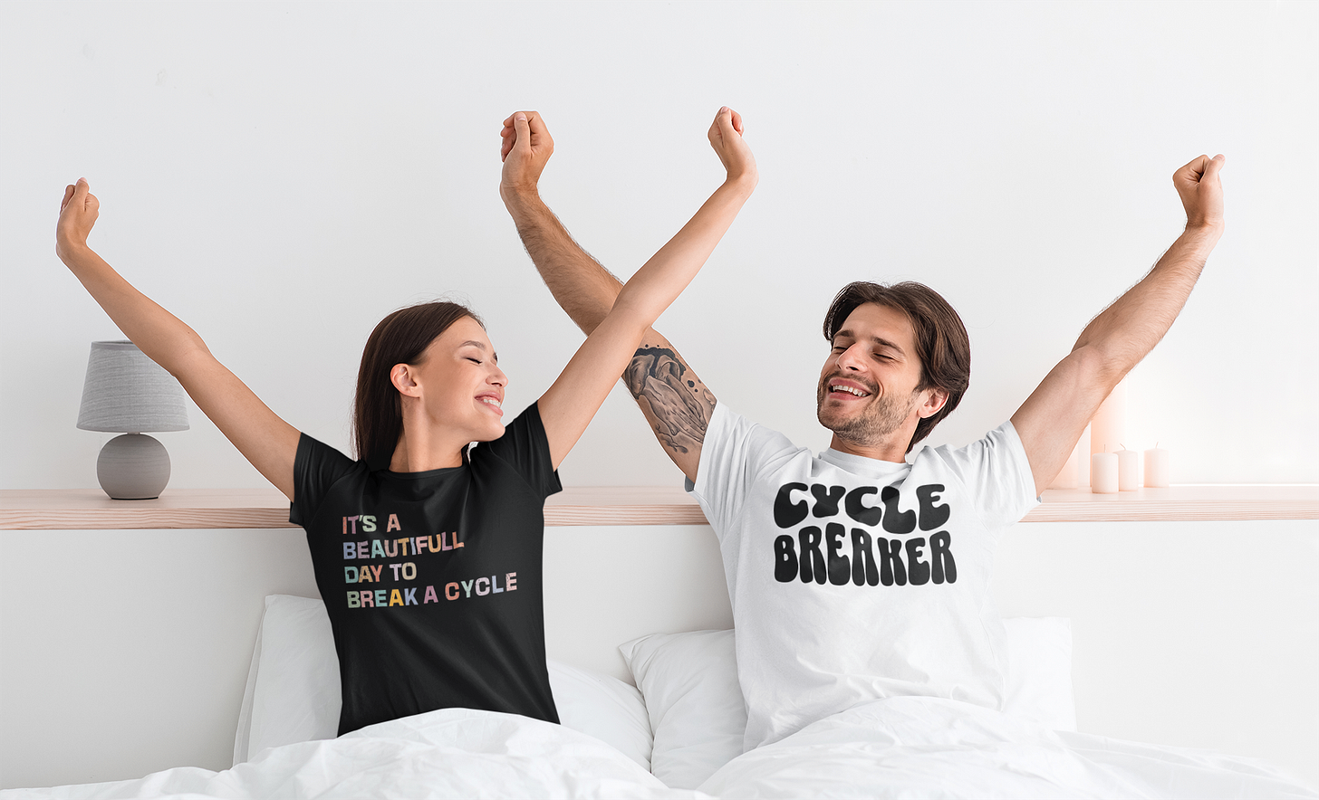 Individuals wearing 'Break the Cycle' T-shirts from our shop, embodying the spirit of change. Individuals wearing 'Break the Cycle' T-shirts from our shop, embodying the spirit of change.