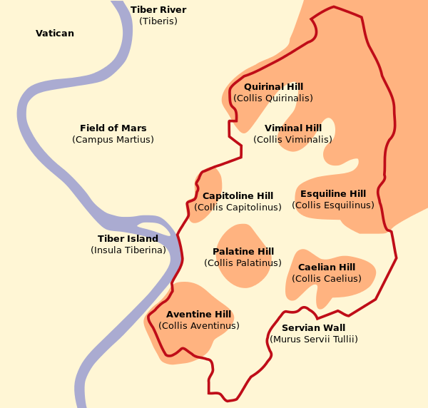 Hills of Rome - source https://en.wikipedia.org/wiki/Seven_hills_of_Rome#/media/File:Seven_Hills_of_Rome.svg