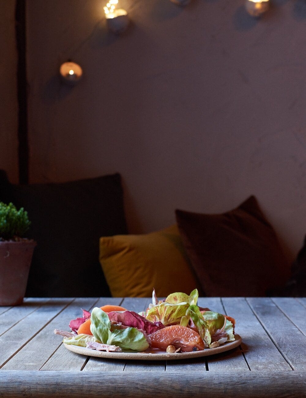 Quince radicchio ham salad table CREDIT Kathy Slack.jpg