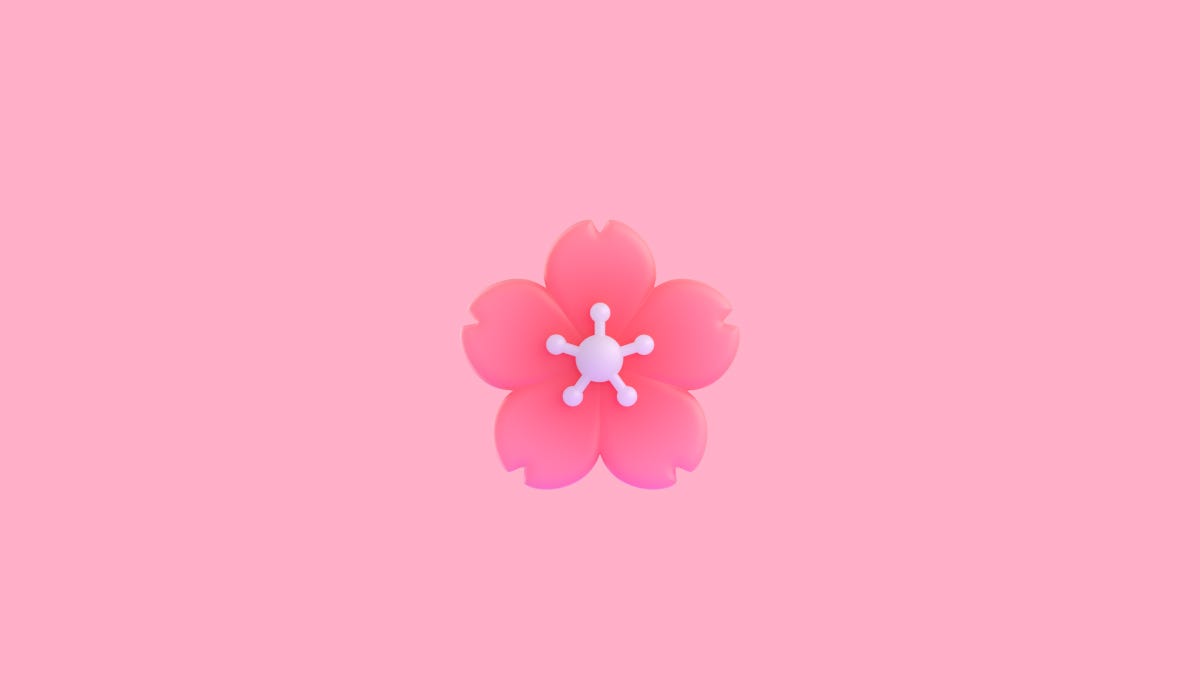 a pink flower emoji on a pink background