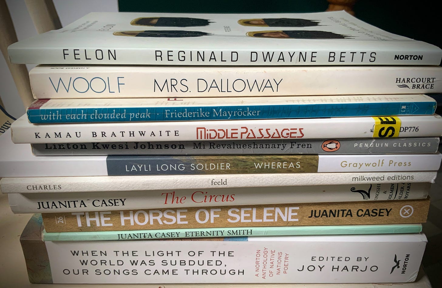 a stack of poetry books