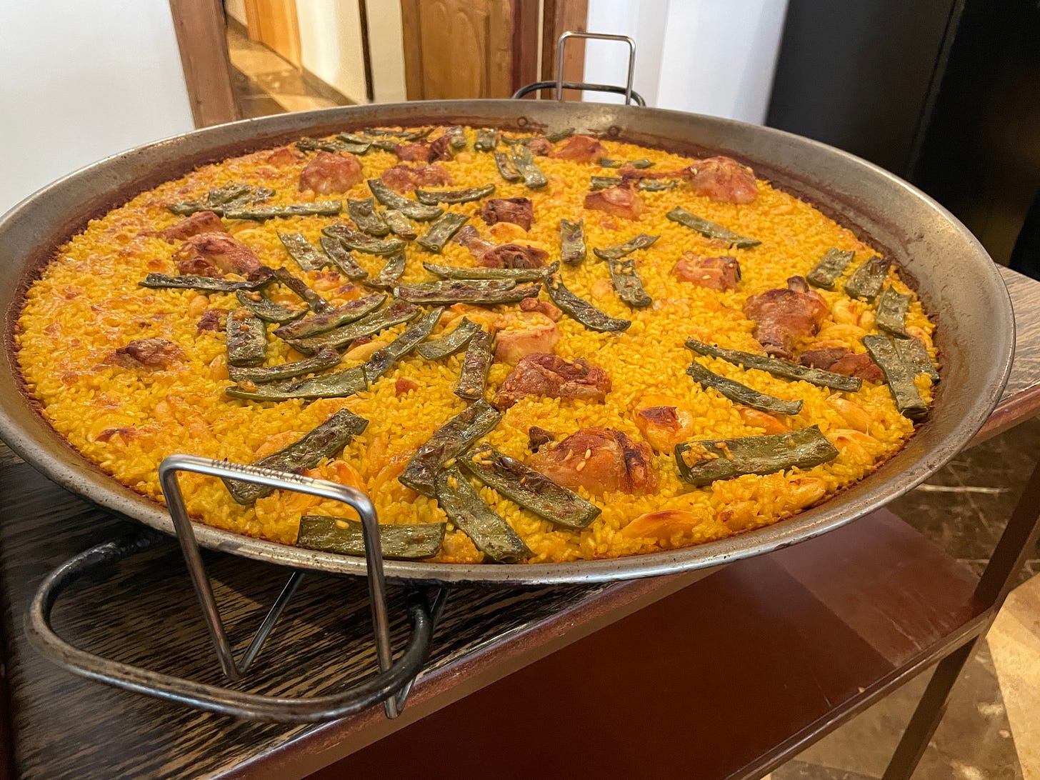 Paella in large pan