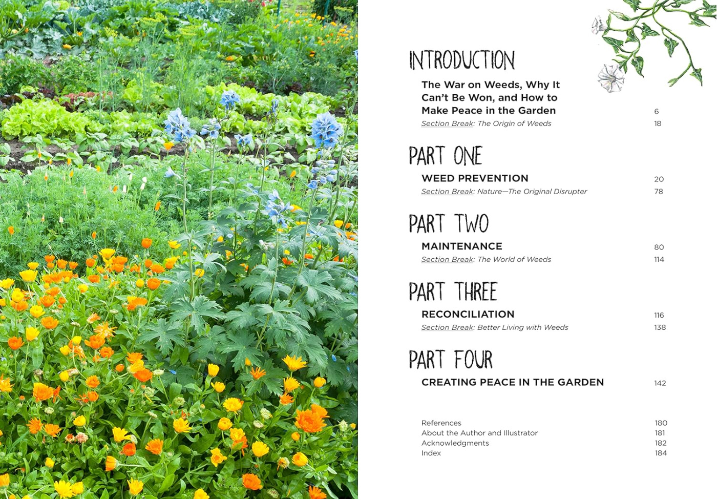 excerpt of Table of Contents from Weed Free Gardening book