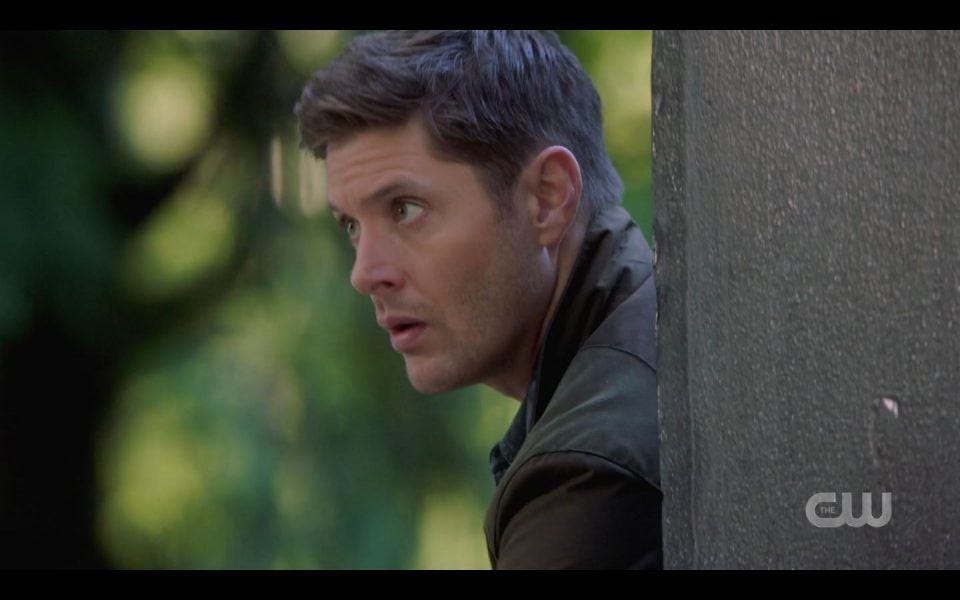 Dean Winchester hiding holding glowing bomb 1503