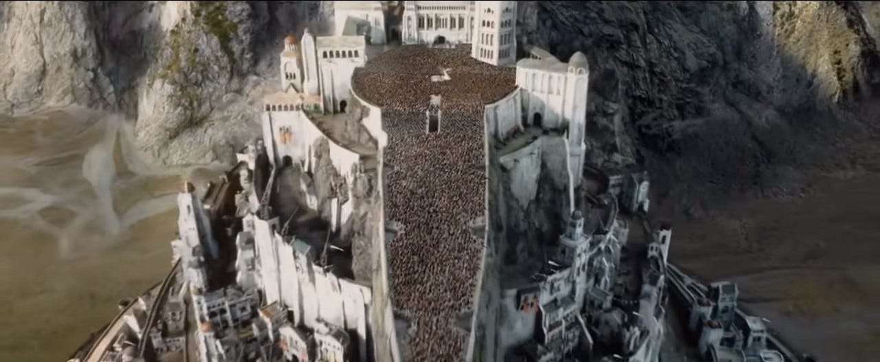 Minas Tirith at Aragorn's coronation