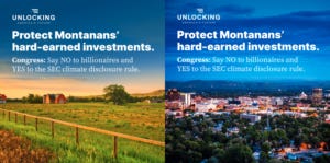 Examples of the static ads Unlocking America's Future is running in Montana. (Courtesy Unlocking America's Future)