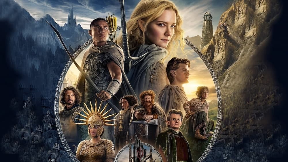 A collage of characters from The Lord of the Rings: The Rings of Power