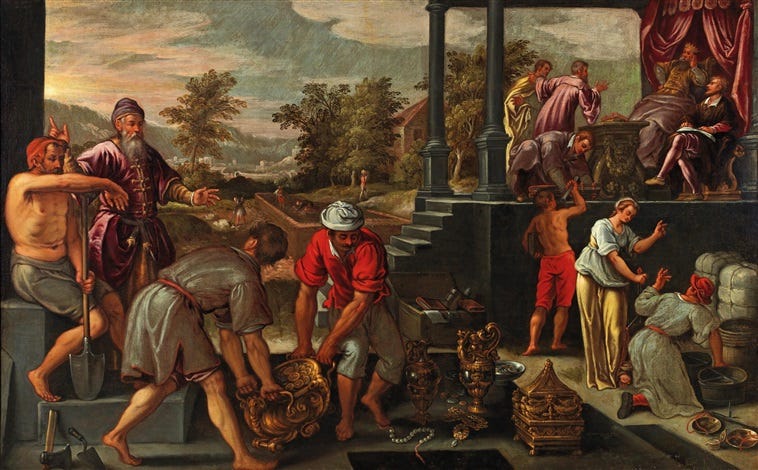 painting depicts trade and commerce