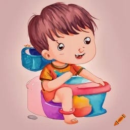 A.I. generated image from text of child on potty seat
