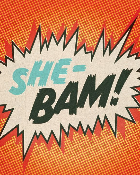 SHE-BAM in cartoon writing