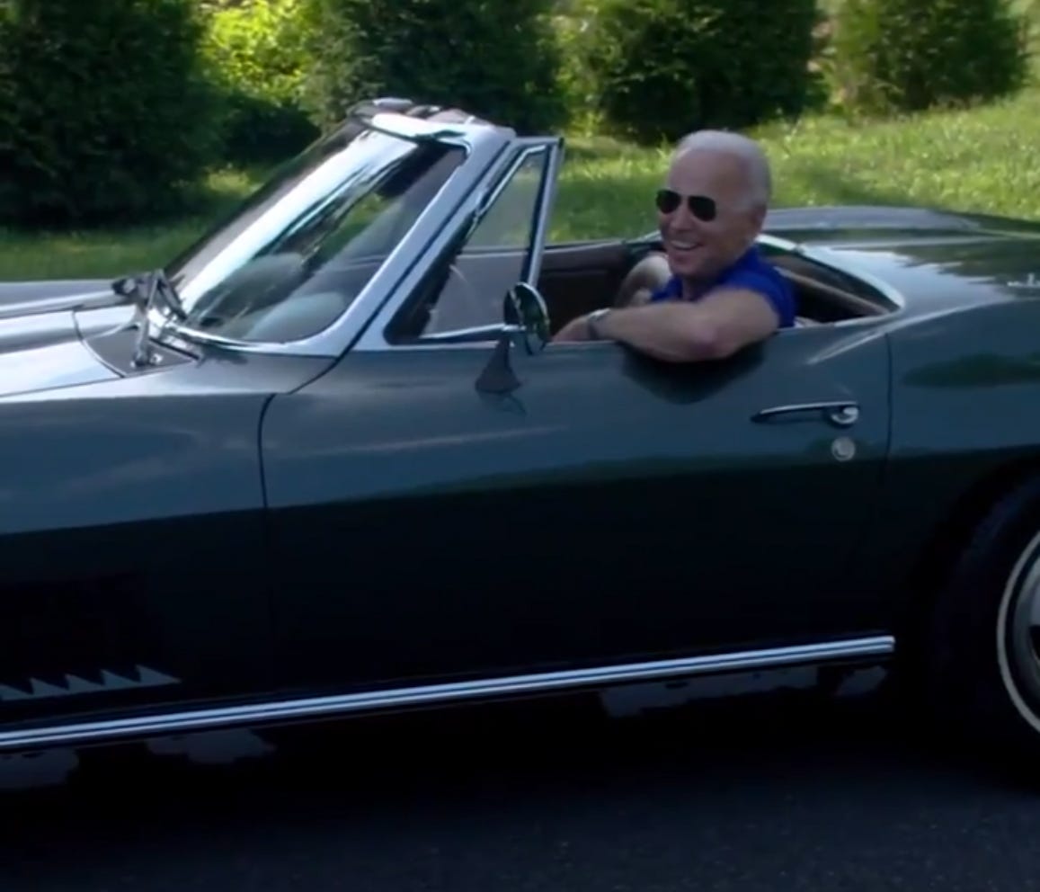 Joe Biden films ad featuring him in a Corvette Stingray