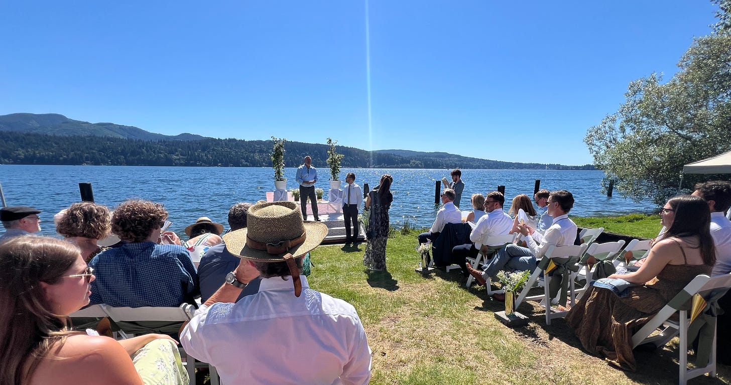 Lakeside wedding begins