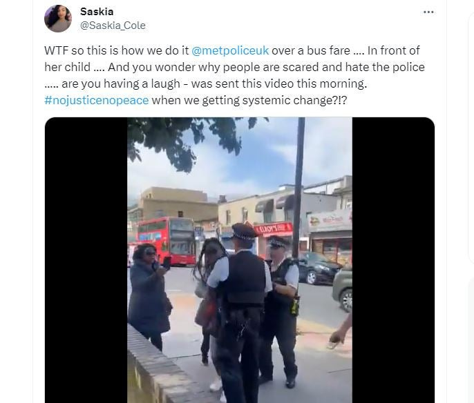 Croydon bus stop arrest video shared on Twitter. Credit: Clment Benjamin