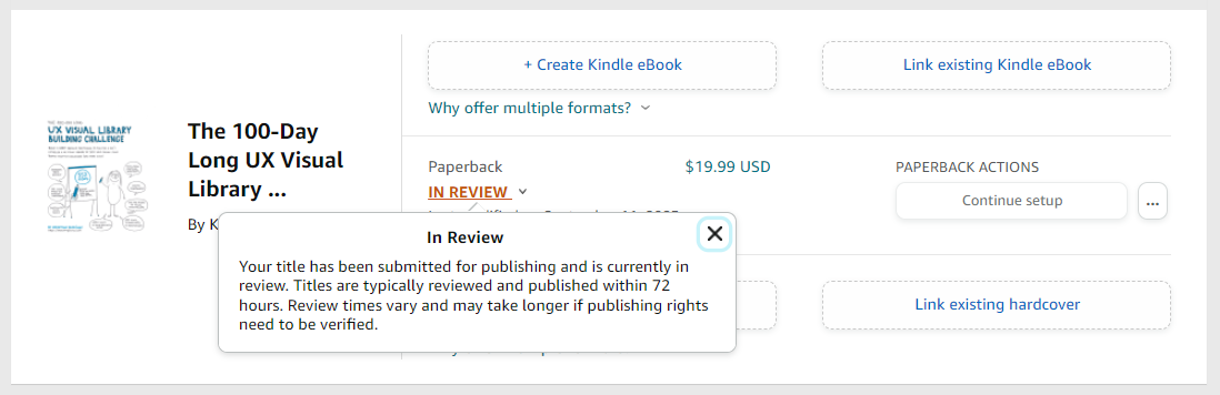 A screenshot showing that my book is in review