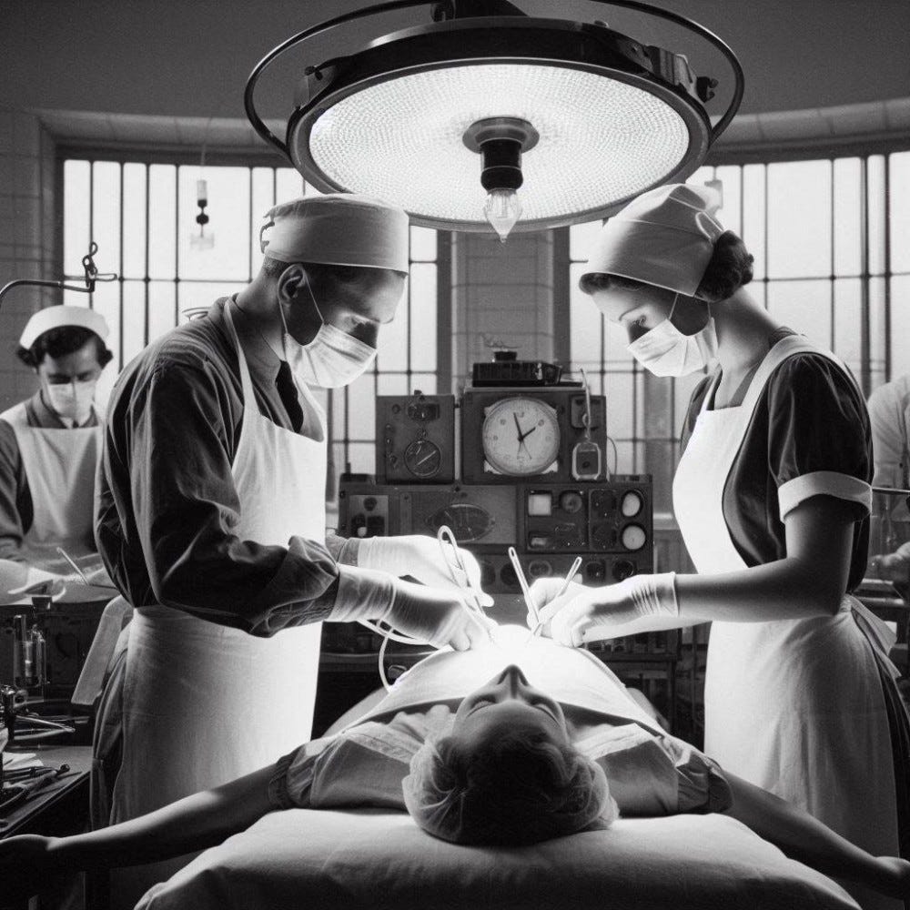 Gender equity surgery attempt, created with AI using Dall-E