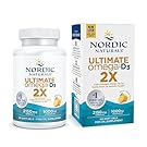 Nordic Naturals Ultimate Omega 2X with Vitamin D3, Lemon Flavor - 60 Soft Gels - 2150 mg Omega-3 + 1000 IU D3 - Omega-3 Fish Oil - EPA & DHA - Brain, Heart, Joint, & Immune Health - 30 Servings