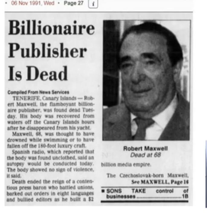 Robert Maxwell died in 1991

That year John Brockman's book "The Emerging Third Culture" was published

Third Culture conferences hosted by Brockman's The Edge...

 