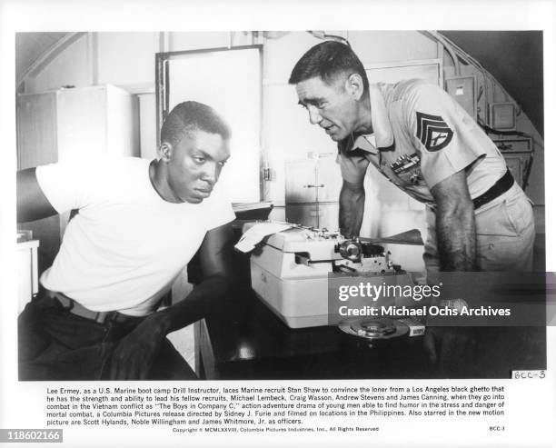 Stan Shaw is laced by Lee Ermey in a scene from the film 'The Boys in...  News Photo - Getty Images