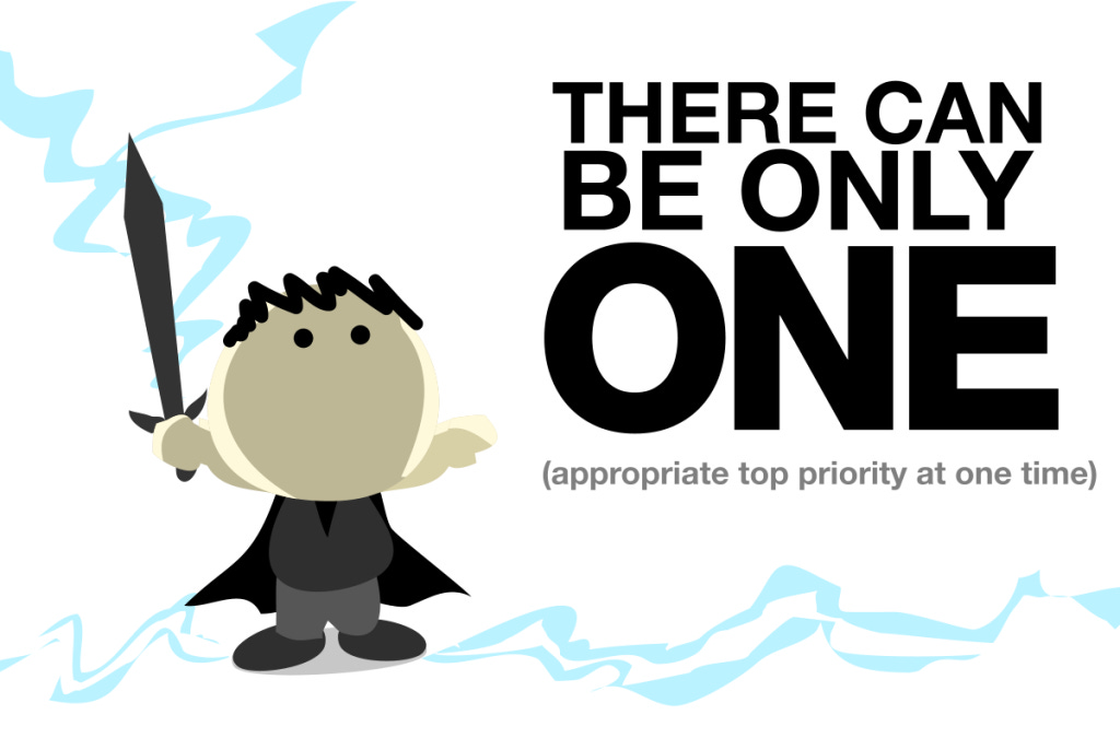There Can Only Be One (appropriate top priority at one time)