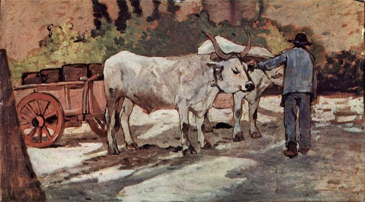 Farmer with ox cart, 1890 - 1900 - Giovanni Fattori - WikiArt.org