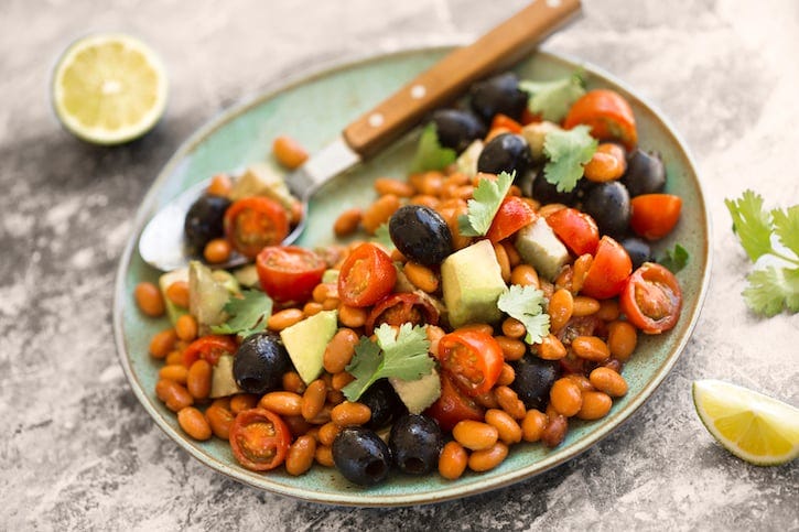 Pinto Bean and Avocado Salad with black olives