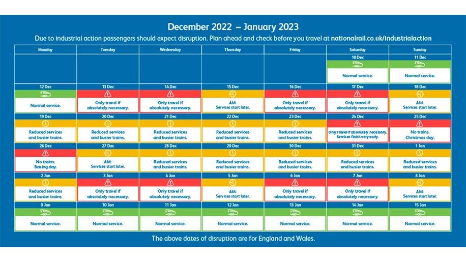 A listing of upcoming strikes.