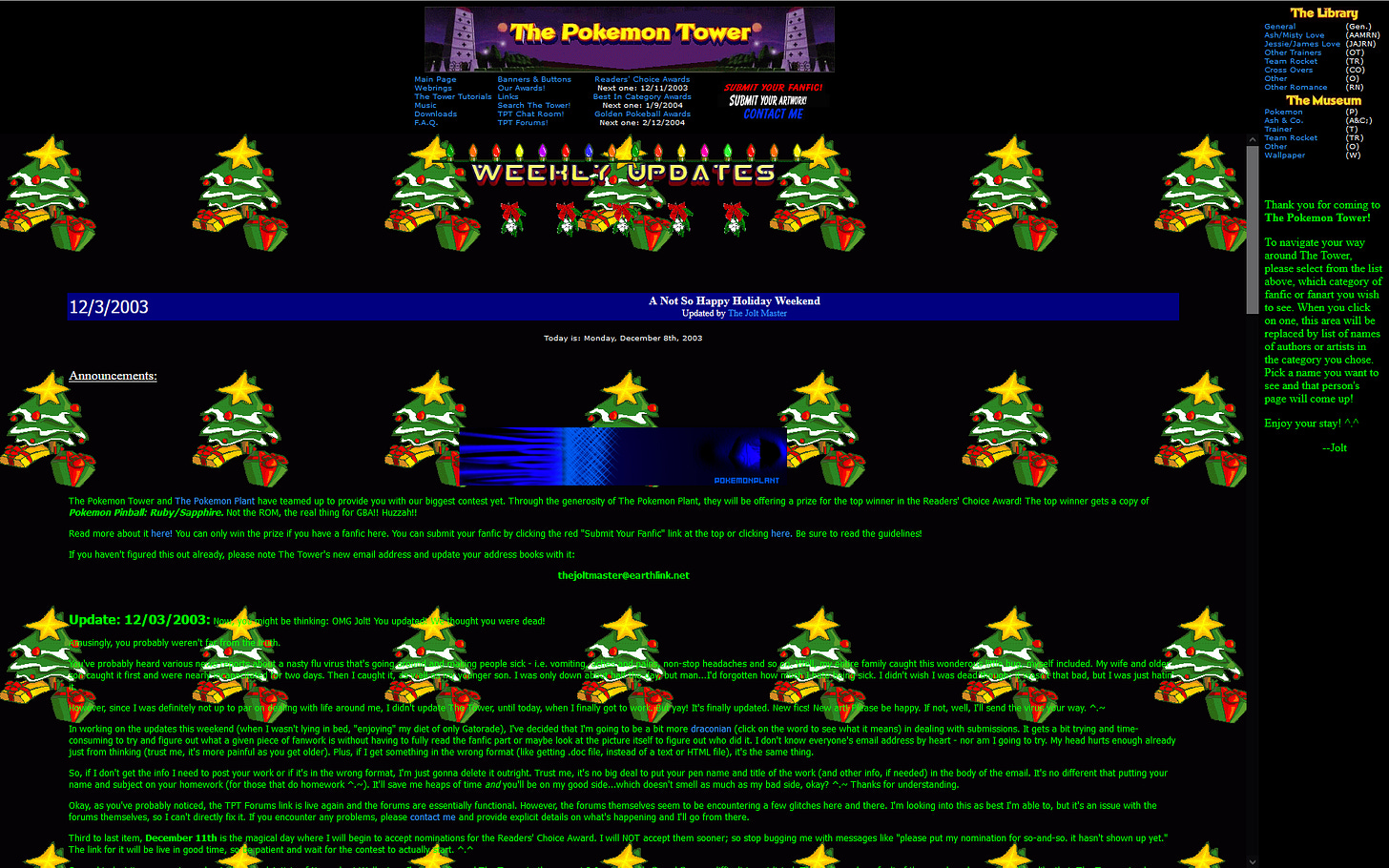 The Pokémon Tower’s layout from December 2003