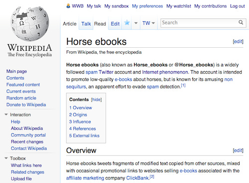 Horse ebooks Wikipedia article