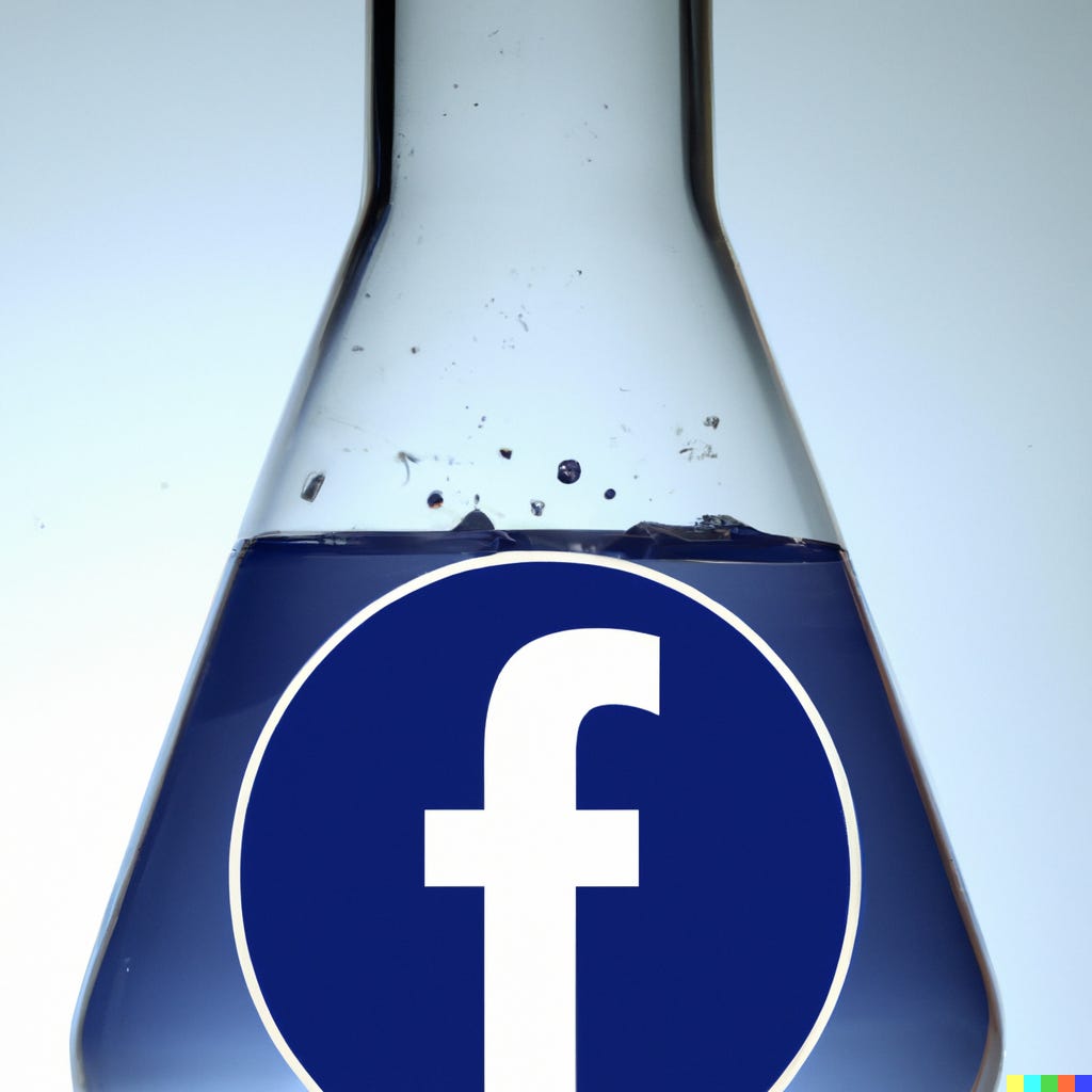 ‘facebook logo in a test tube / DALL-E’