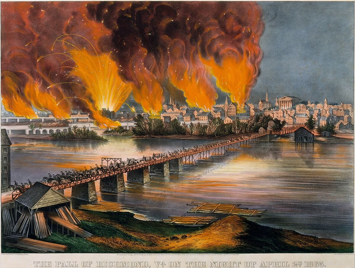 Currier & Ives | The Fall of Richmond, Virginia, on the Night of April 2nd,  1865 | The Metropolitan Museum of Art