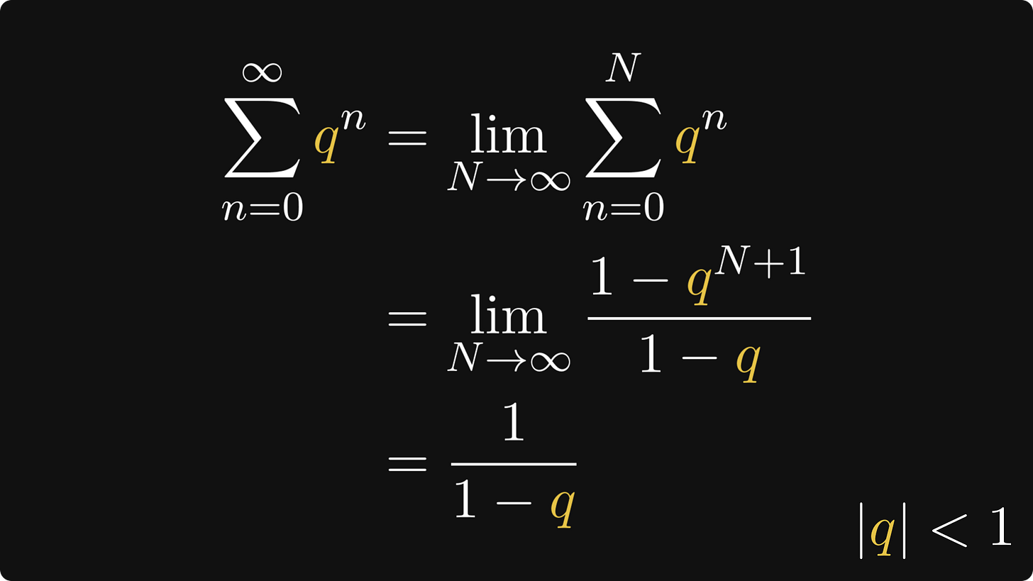 The closed-form expression of the geometric series