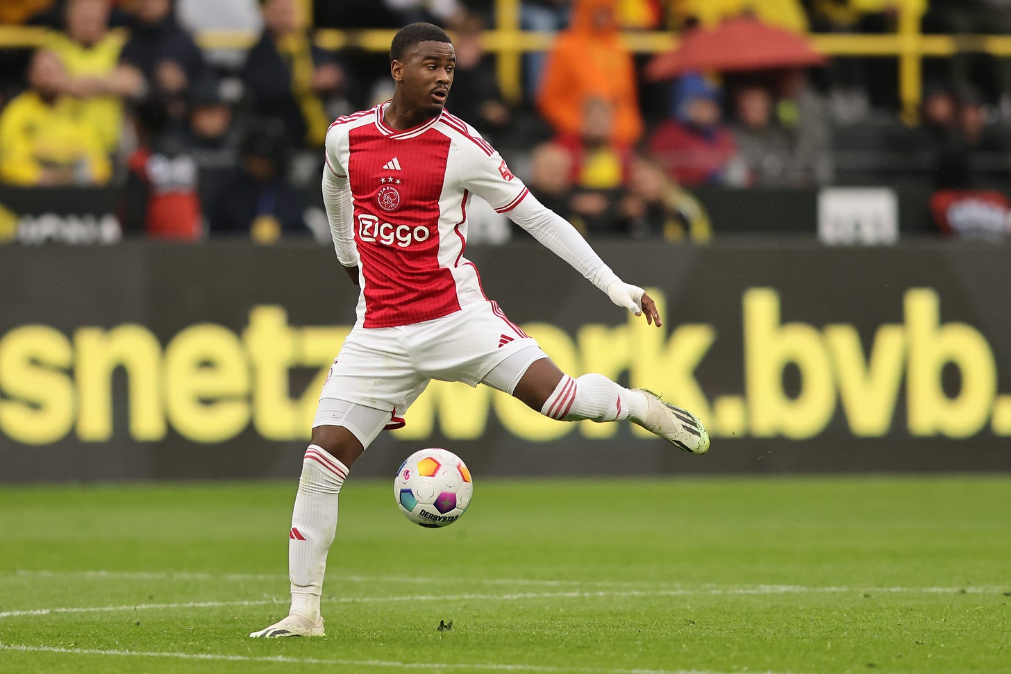 Jorrel Hato pictured playing for Ajax
