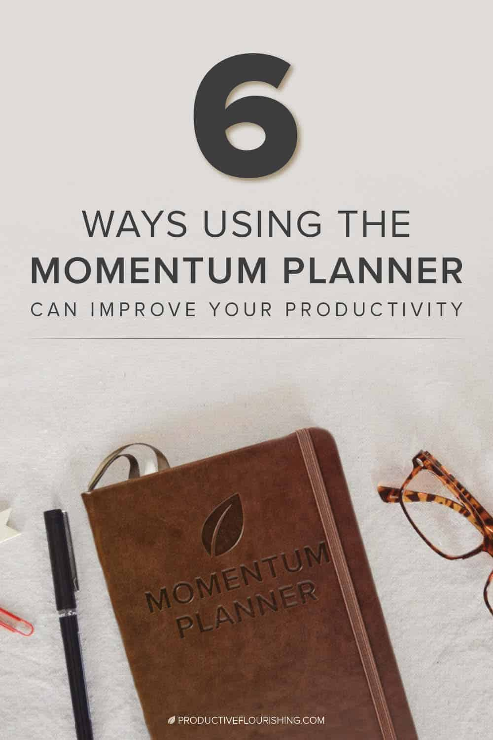 I haven’t explicitly explained how a pre-made, physical, bound Momentum Planner can add value to your planning processes and improve your productivity over a purely digital version. Find out the 6 ways our planner can help you. #businessplanner #productivity #productiveflourishing