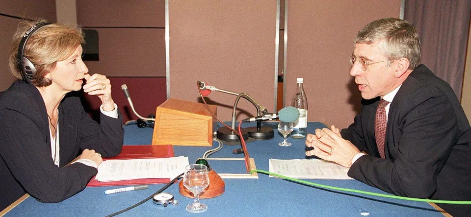 Sue Lawley asks then Home Secretary Jack Straw for his Desert Island Discs in 1998. (PA)