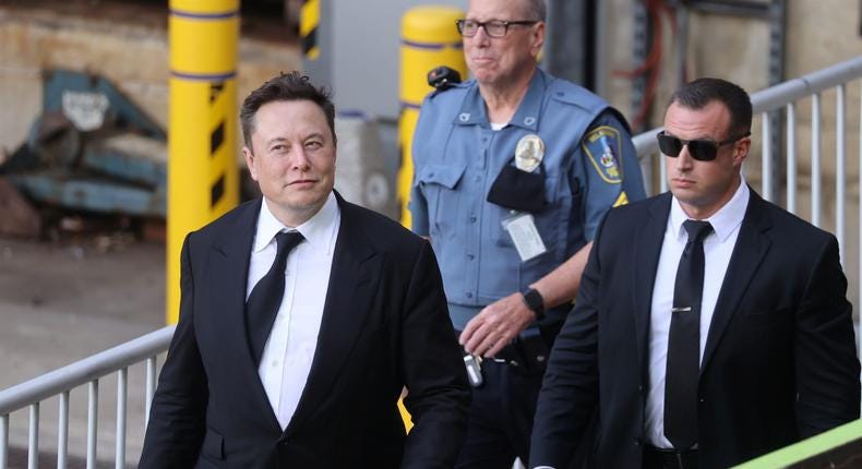 Elon Musk arriving at the Delaware Court of Chancery.