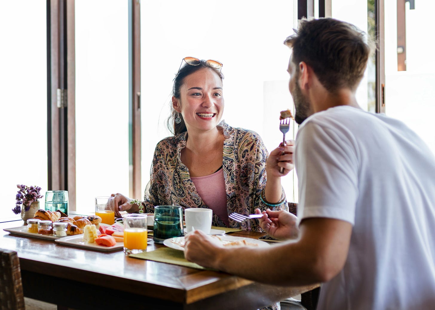 A couple at breakfast