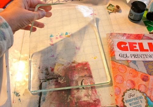 Gelli Plate and wood fabric stamps - Lynda Heines Fabric Design