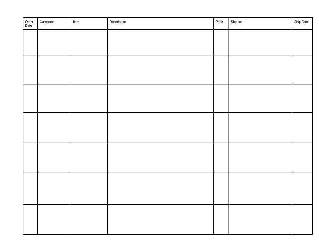 Shop Worksheet