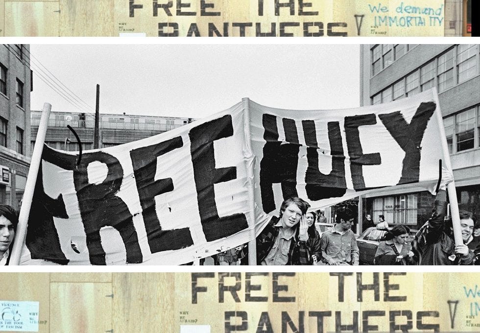 (Main) 'Free Huey' Rally In NYC
Demontrators march with a 'Free Huey' banner in support of the Black Panther Party, New York, New York, April 4, 1970. The banner refers to imprisoned Panther co-founder Huey Newton. (Photo by David Fenton/Getty Images) (Main) 'Free Huey' Rally In NYC
Demontrators march with a 'Free Huey' banner in support of the Black Panther Party, New York, New York, April 4, 1970. The banner refers to imprisoned Panther co-founder Huey Newton. (Photo by David Fenton/Getty Images)