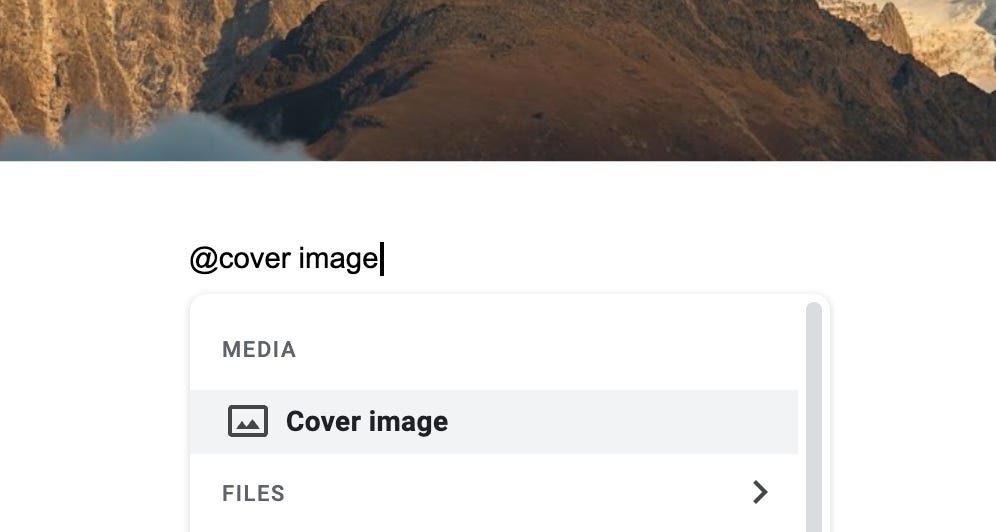 Alternatively, you can bring up the image generator tool by typing @cover image on the document.