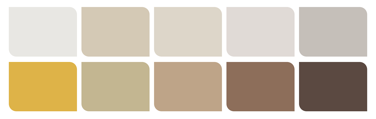 Selection of colours which work with the human colour story for Dulux